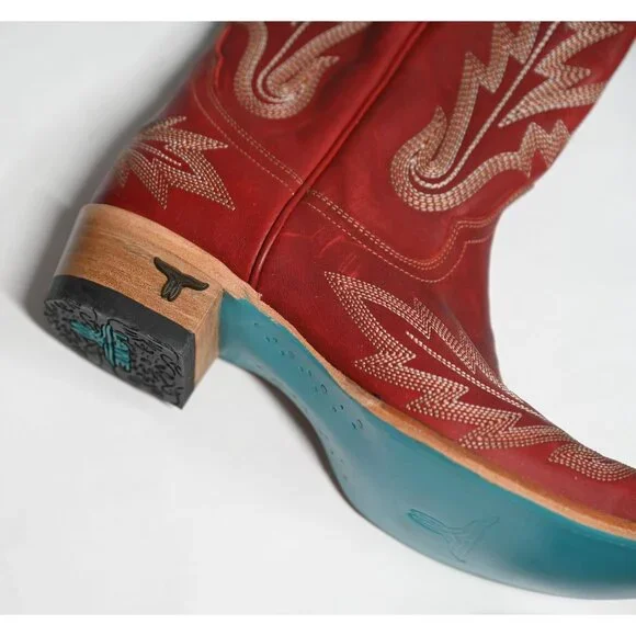 LANE Lexington Western Boots Snip Toe in Ruby Red - Picture 9 of 13